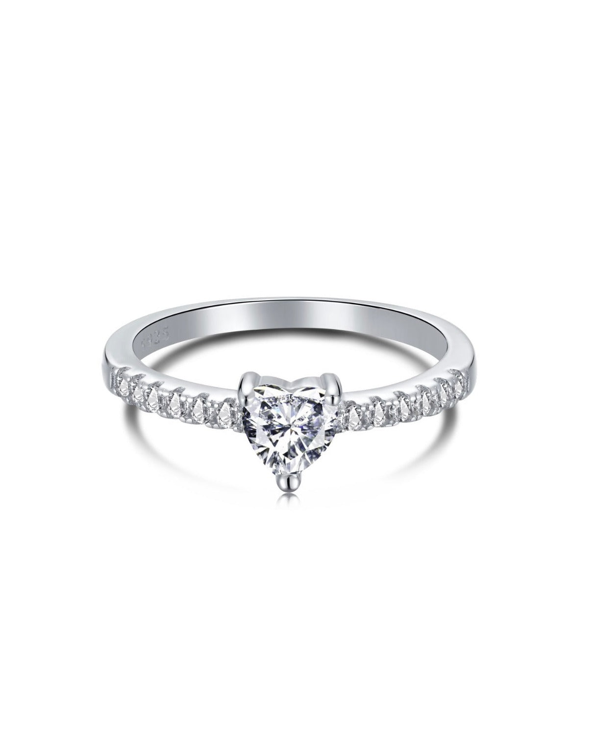 Dainty Heart Ring 925 Sterling Silber Glossy Zodiac