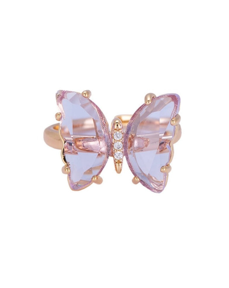 Crystal butterfly ring discount