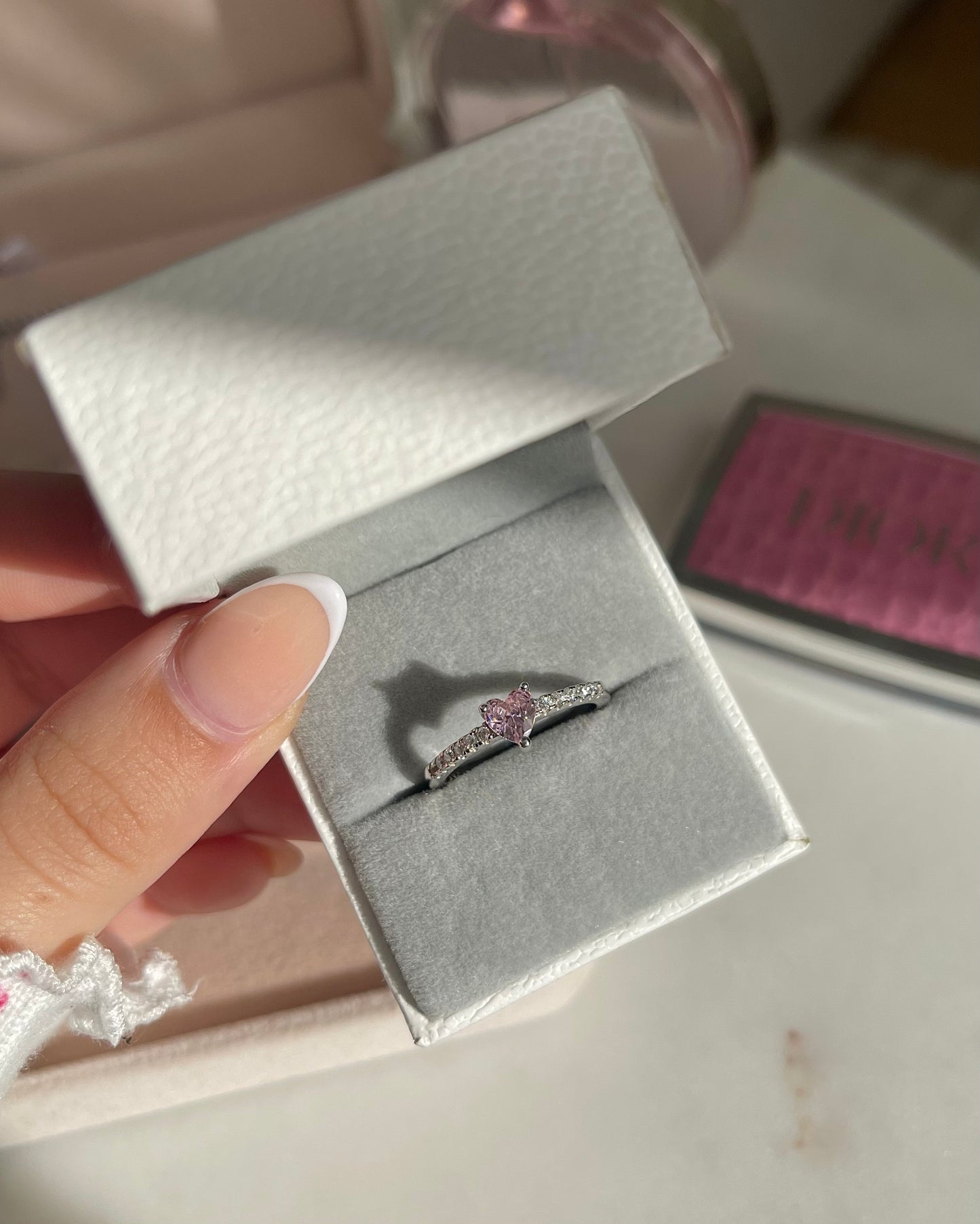 Dainty Pink Heart Ring