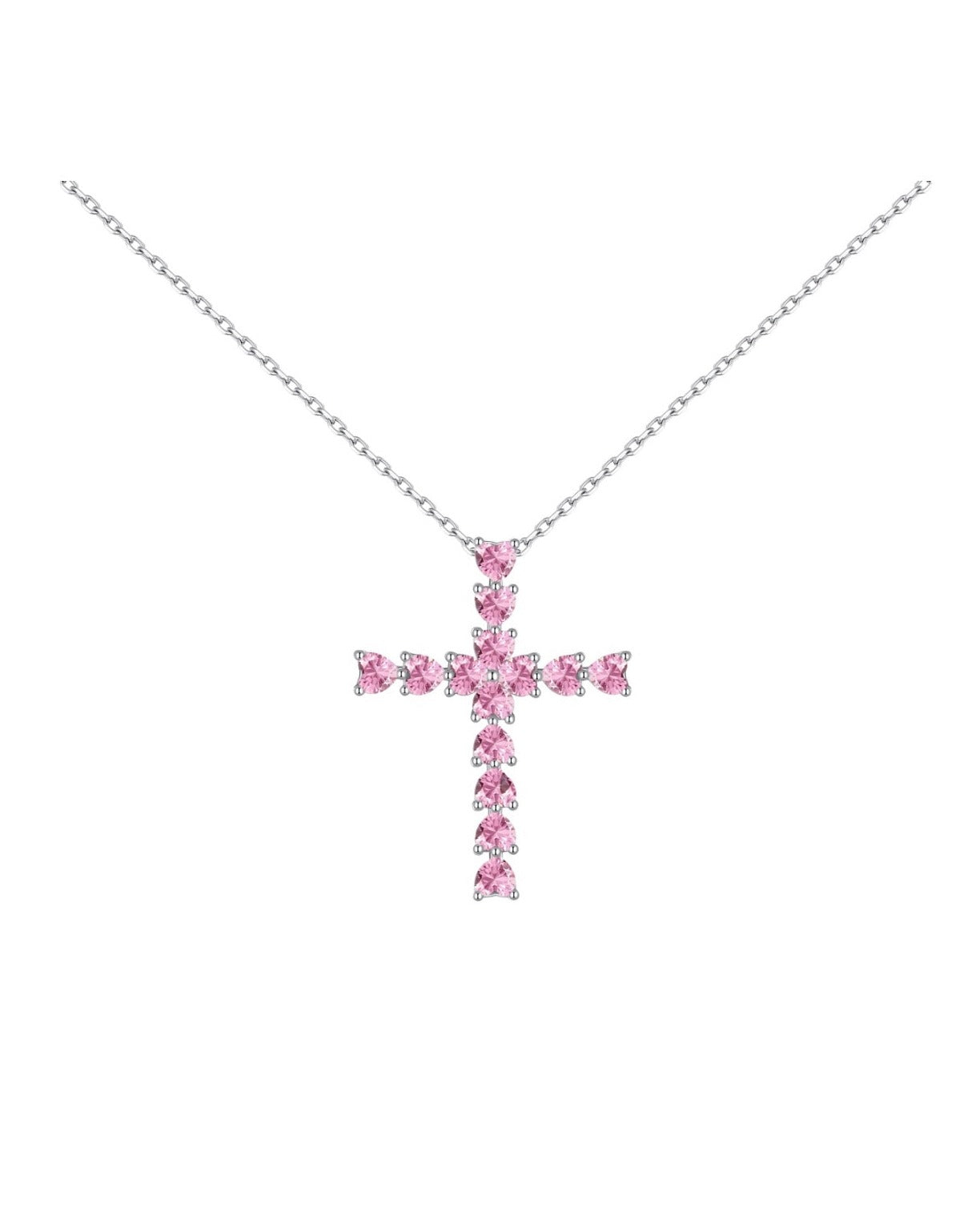 Luxe Cross Necklace Pink Elegance