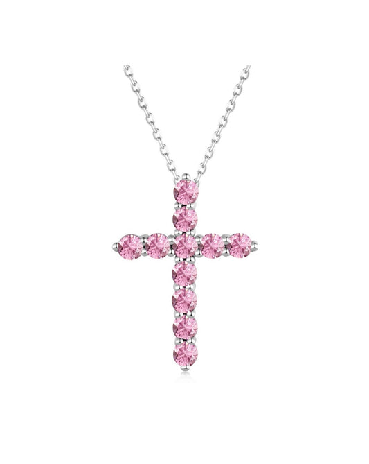 Luxe Cross Necklace Pink