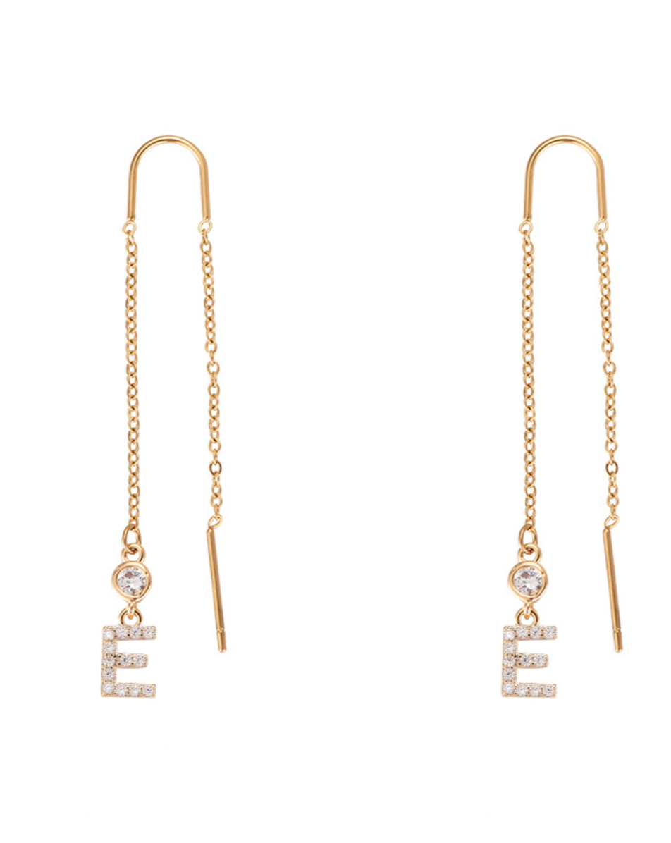 Diamond Initial Earrings