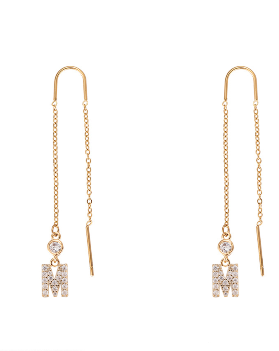 Diamond Initial Earrings