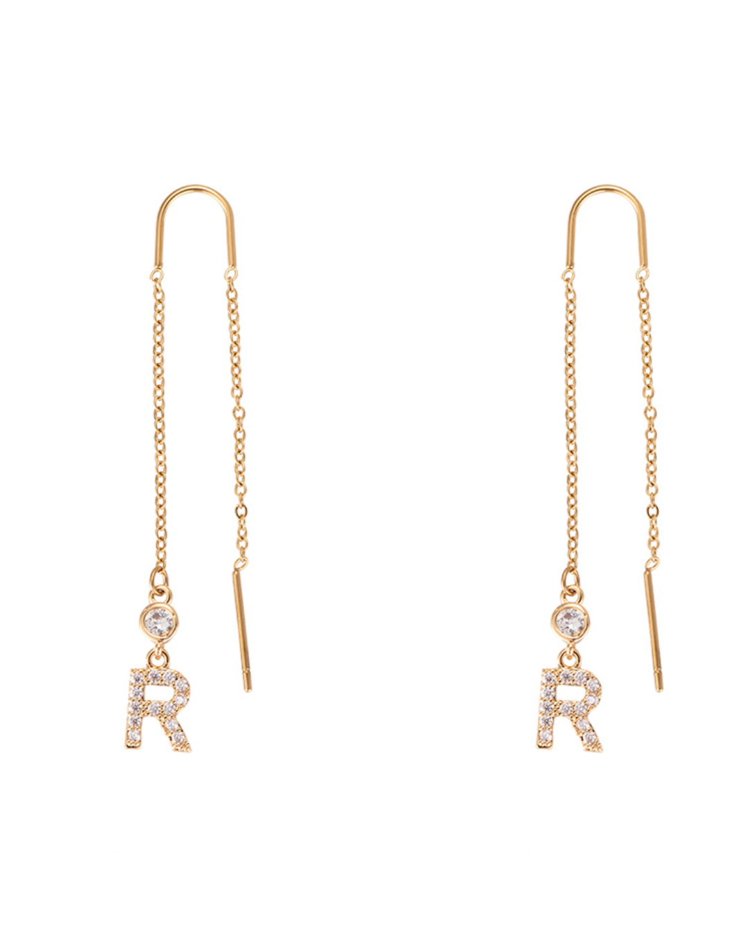 Diamond Initial Earrings