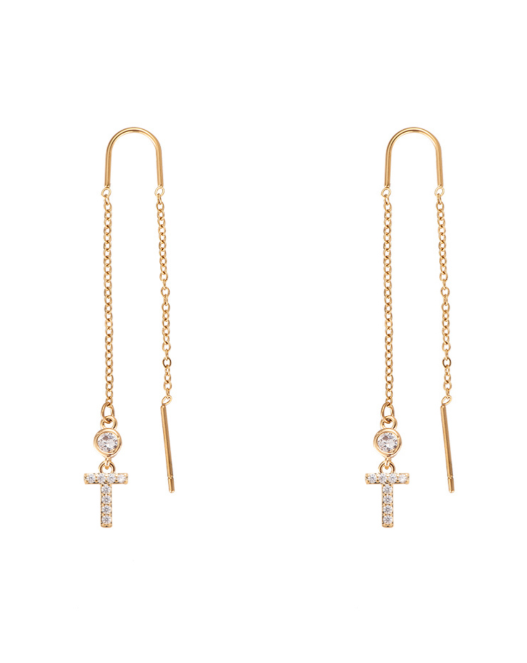 Diamond Initial Earrings