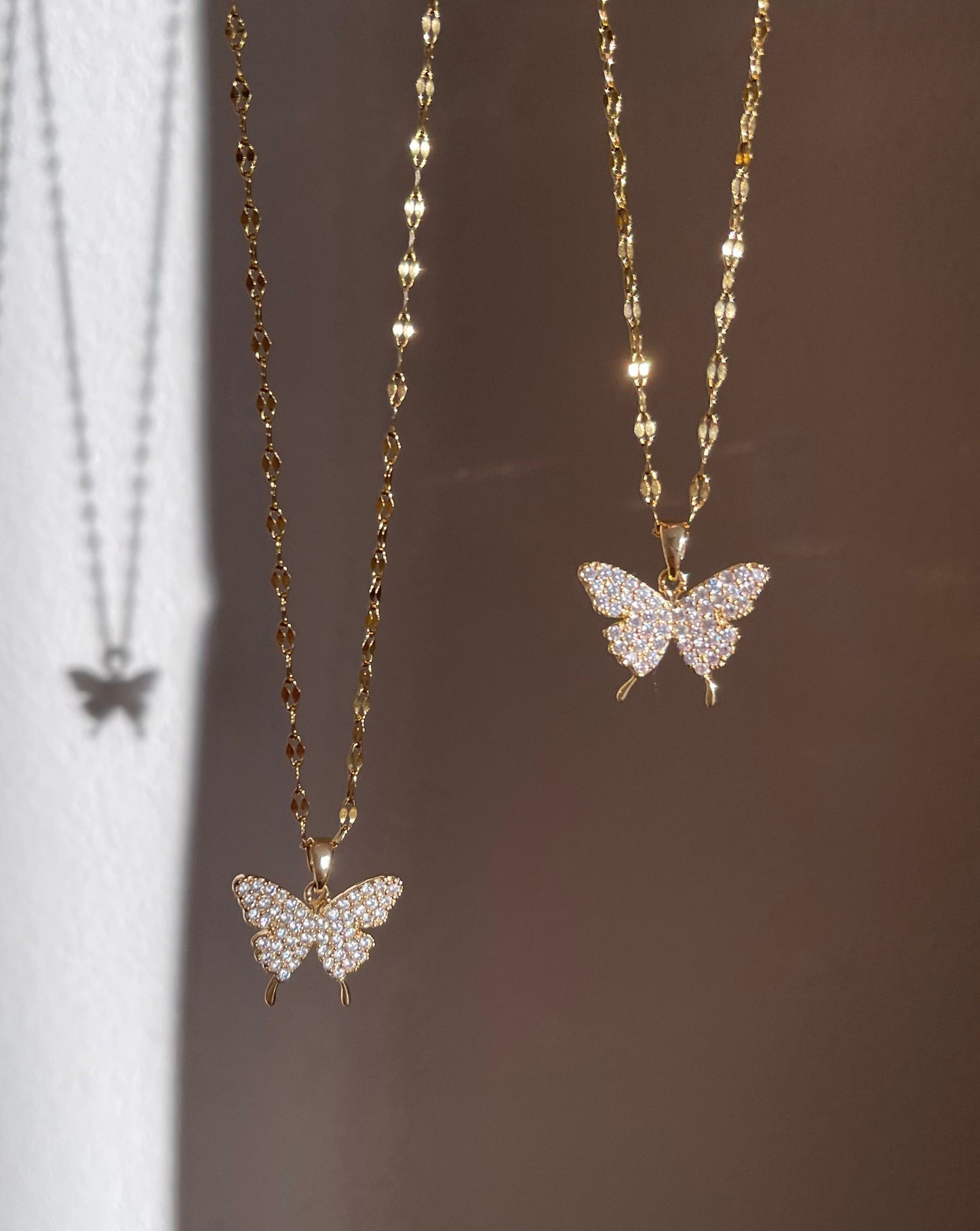 Glitter butterfly necklace Clearance